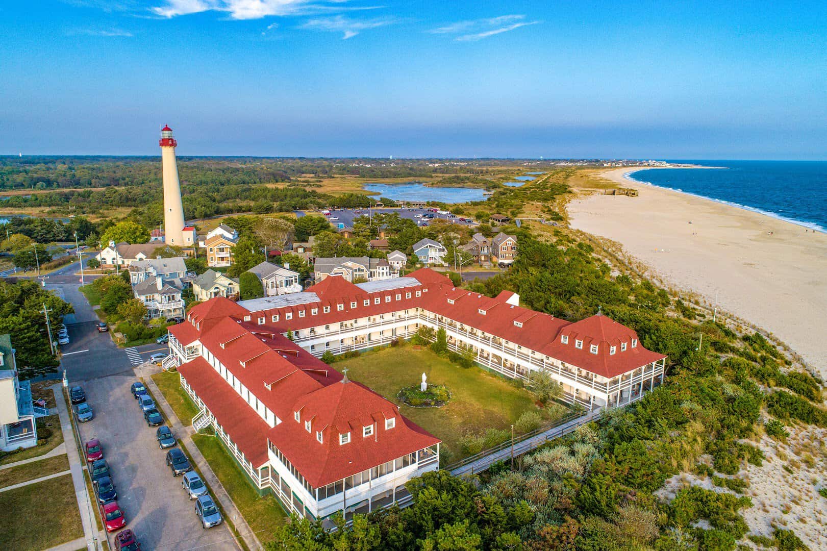 Cape May Lighthouse and beach in Cape May, New Jersey