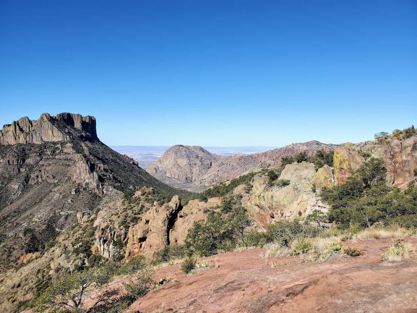 Casa Grande peak seen from a trail above the Chisos Basin in Big Bend National Park