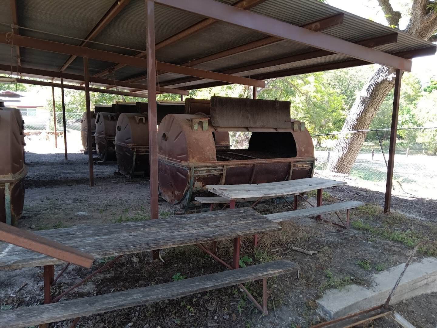 Great smoking barbecue pits at the St. Louis Day celebration in Castroville, Texas