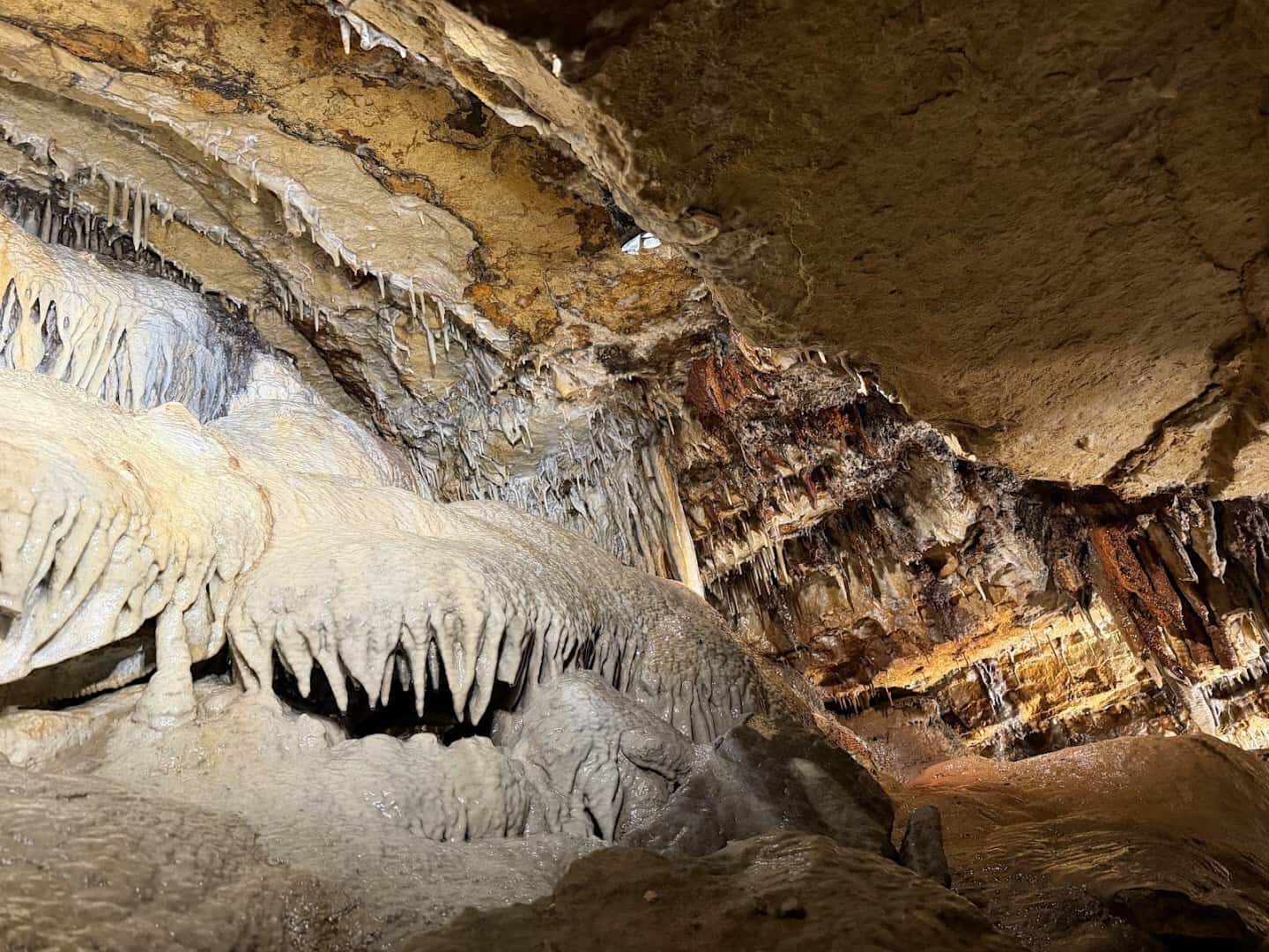 Colorful cave formations in Cave of the Mounds, Wisconsin