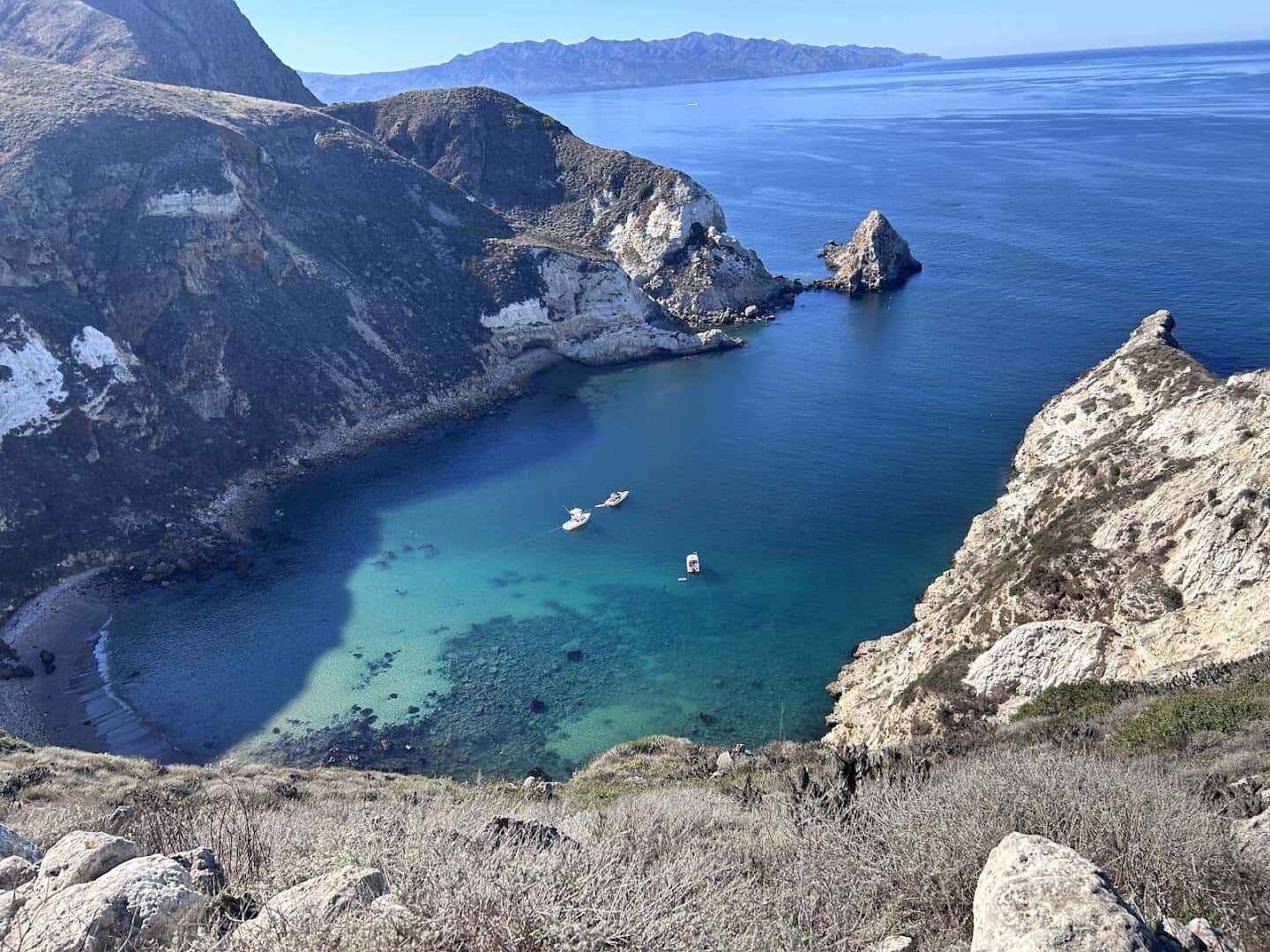 Turquoise cove and rugged islands at Channel Islands National Park