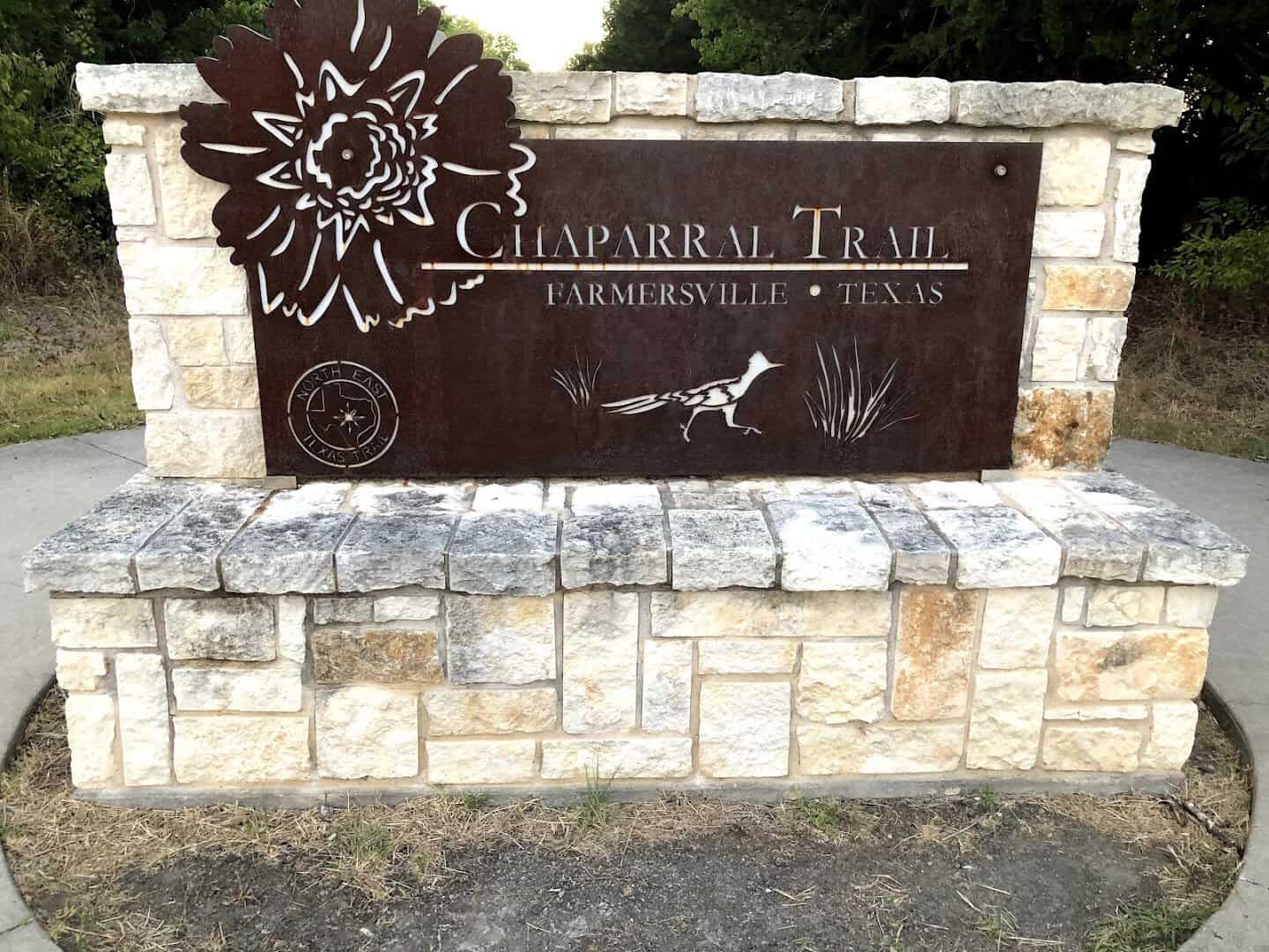Chaparral Trail stone monument sign in Farmersville, Texas