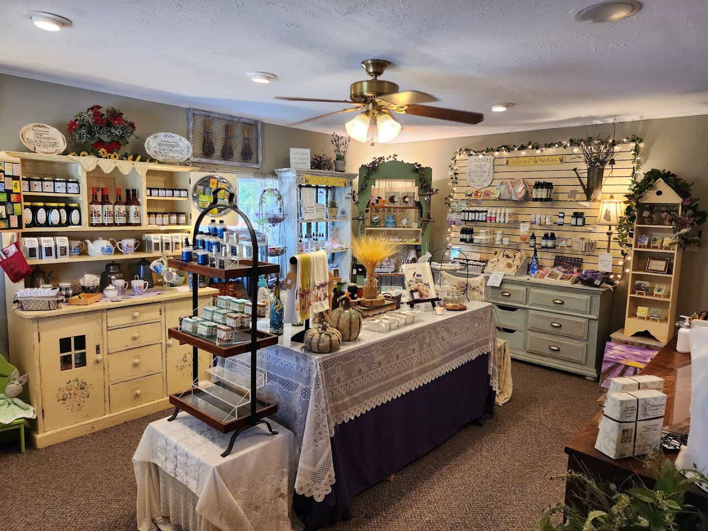 The Lavender Patch gift shop interior at Chappell Hill Lavender Farm in Brenham, Texas