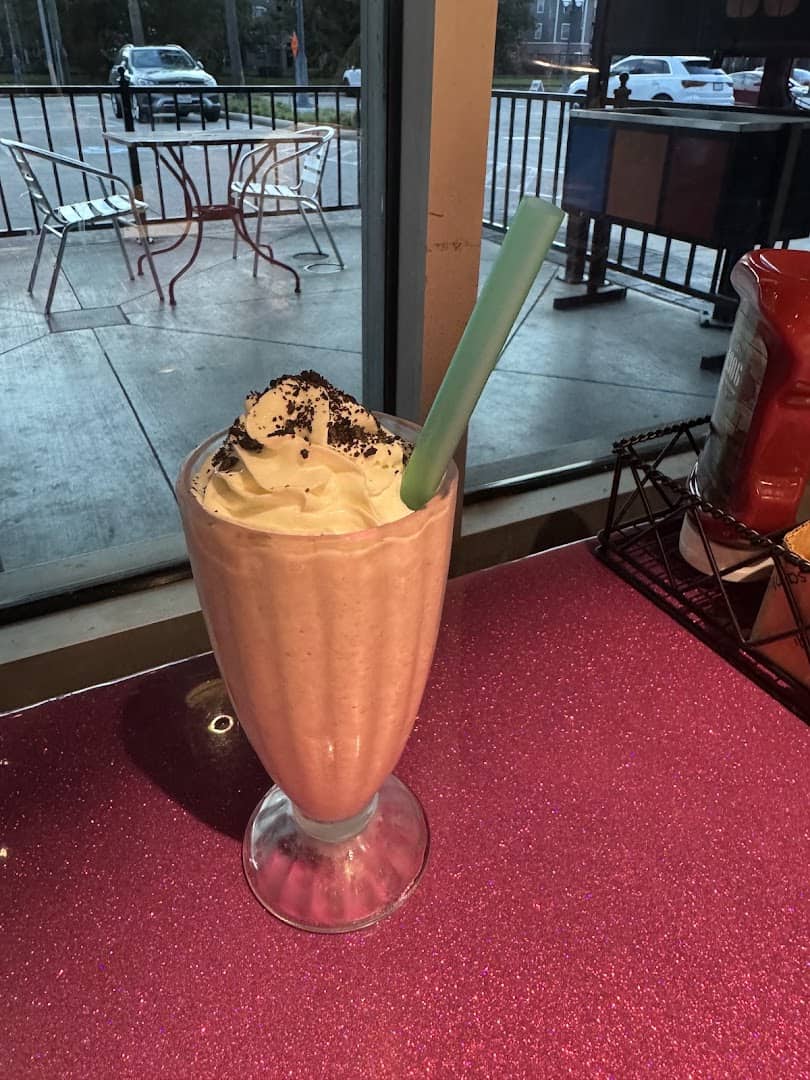 Chocolate milkshake made with real ice cream at Hungry Like The Wolf in Houston