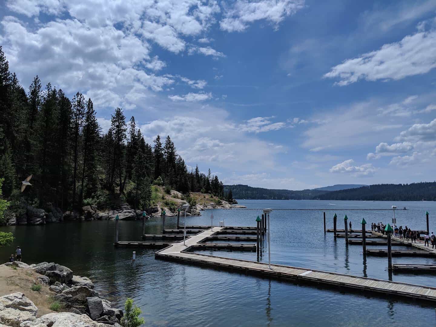 Dock reaching into Lake Coeur d'Alene in Coeur d'Alene, Idaho