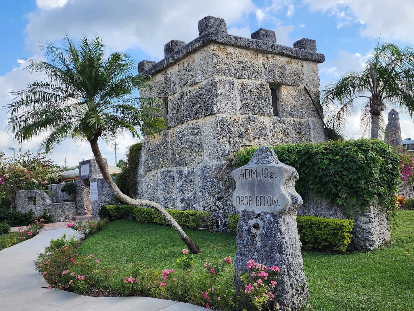 The carved coral rock structures of Coral Castle in Homestead, Florida