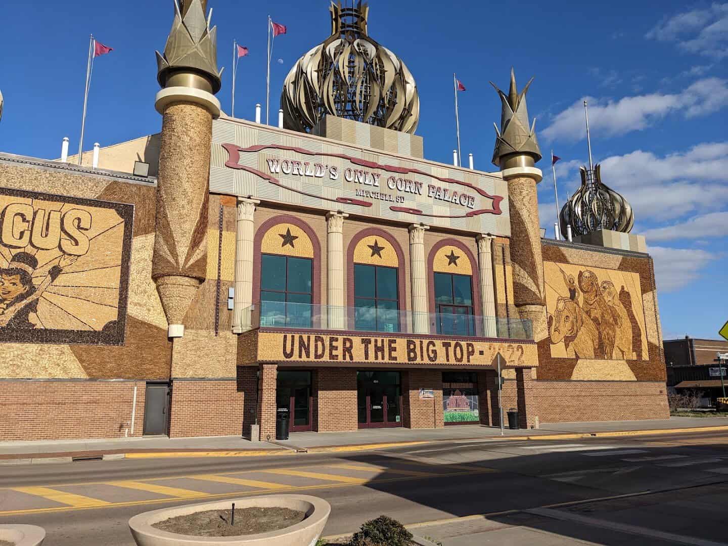 The Corn Palace with corn murals in Mitchell, South Dakota