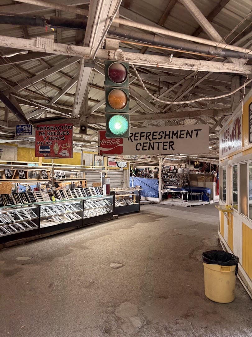 Covered walkways and vendor stalls at Austin Country Flea Market