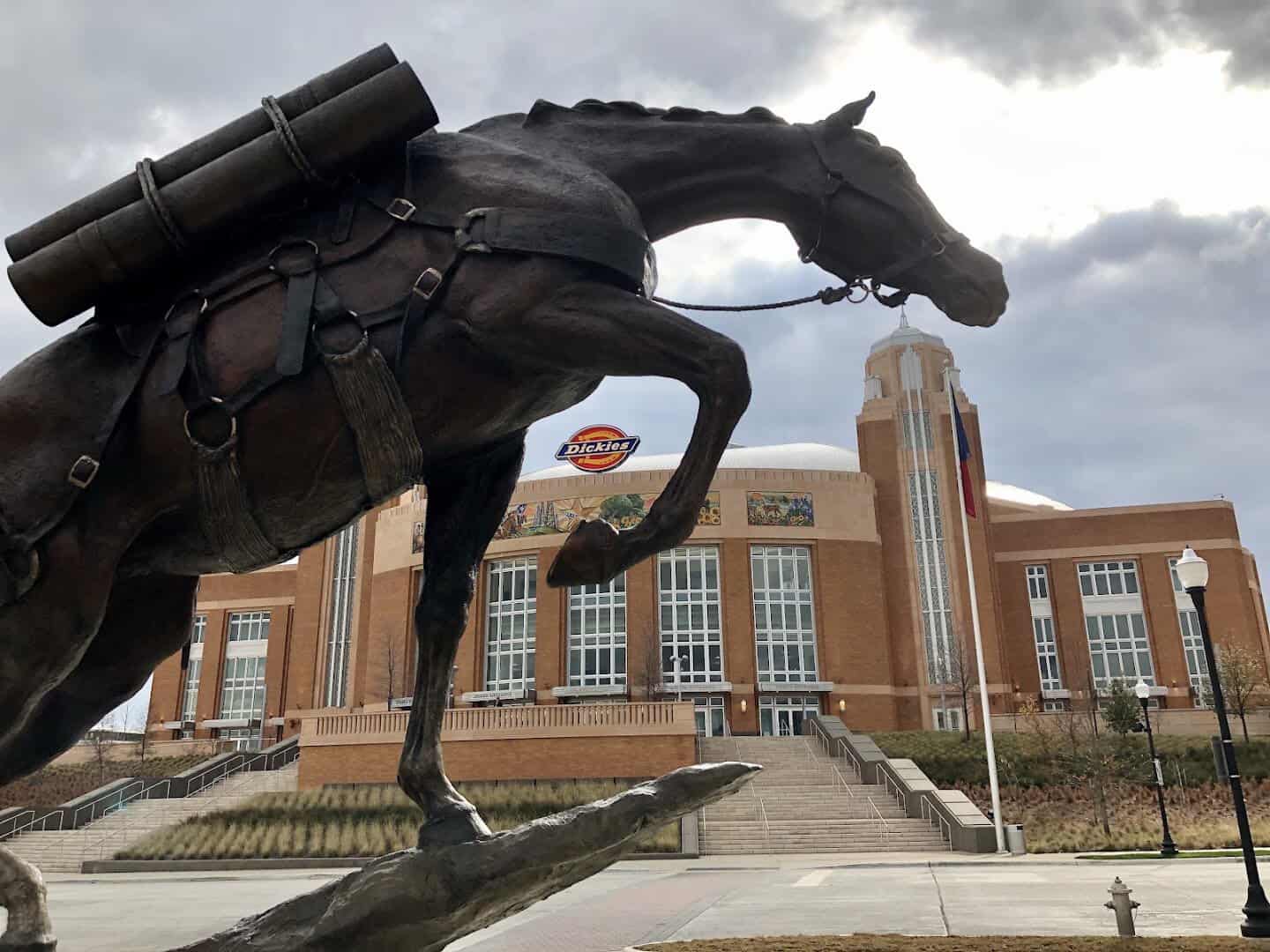 Bronze bucking bronco sculpture at the National Cowgirl Museum in Fort Worth