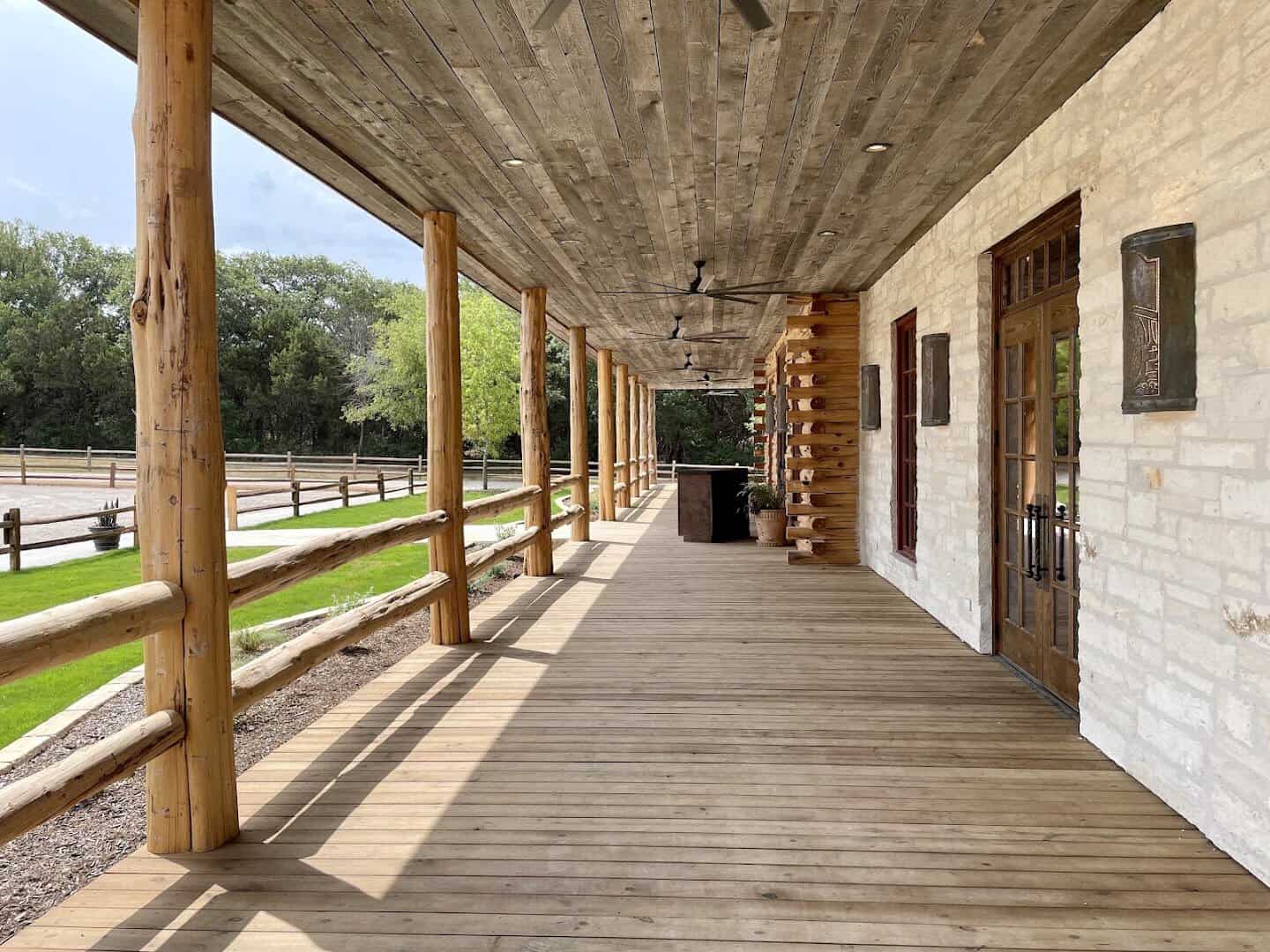 Covered walkway at Homestead Craft Village near Waco, Texas