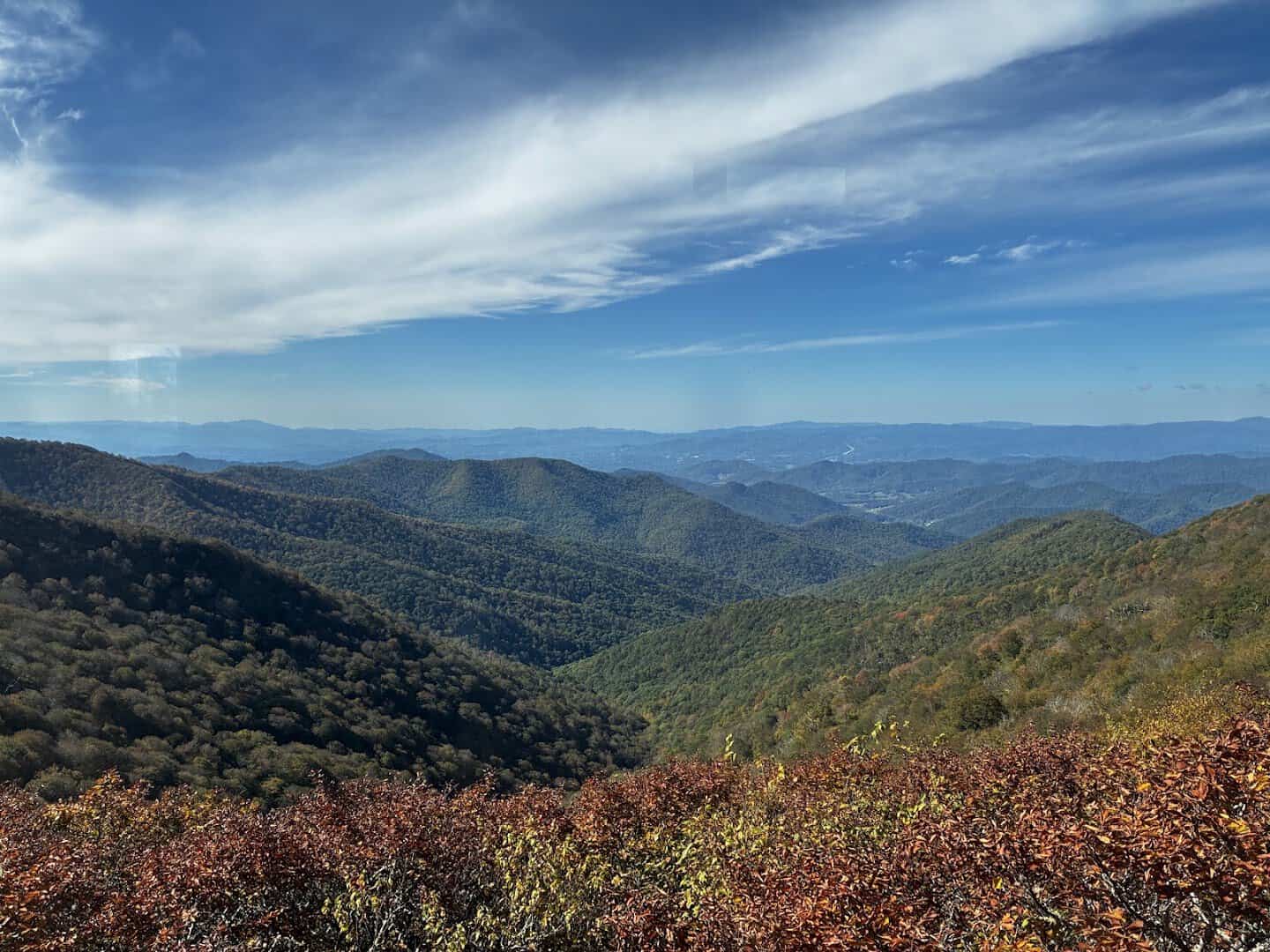 Blue Ridge Mountains in fall color at Craggy Gardens near Asheville, North Carolina