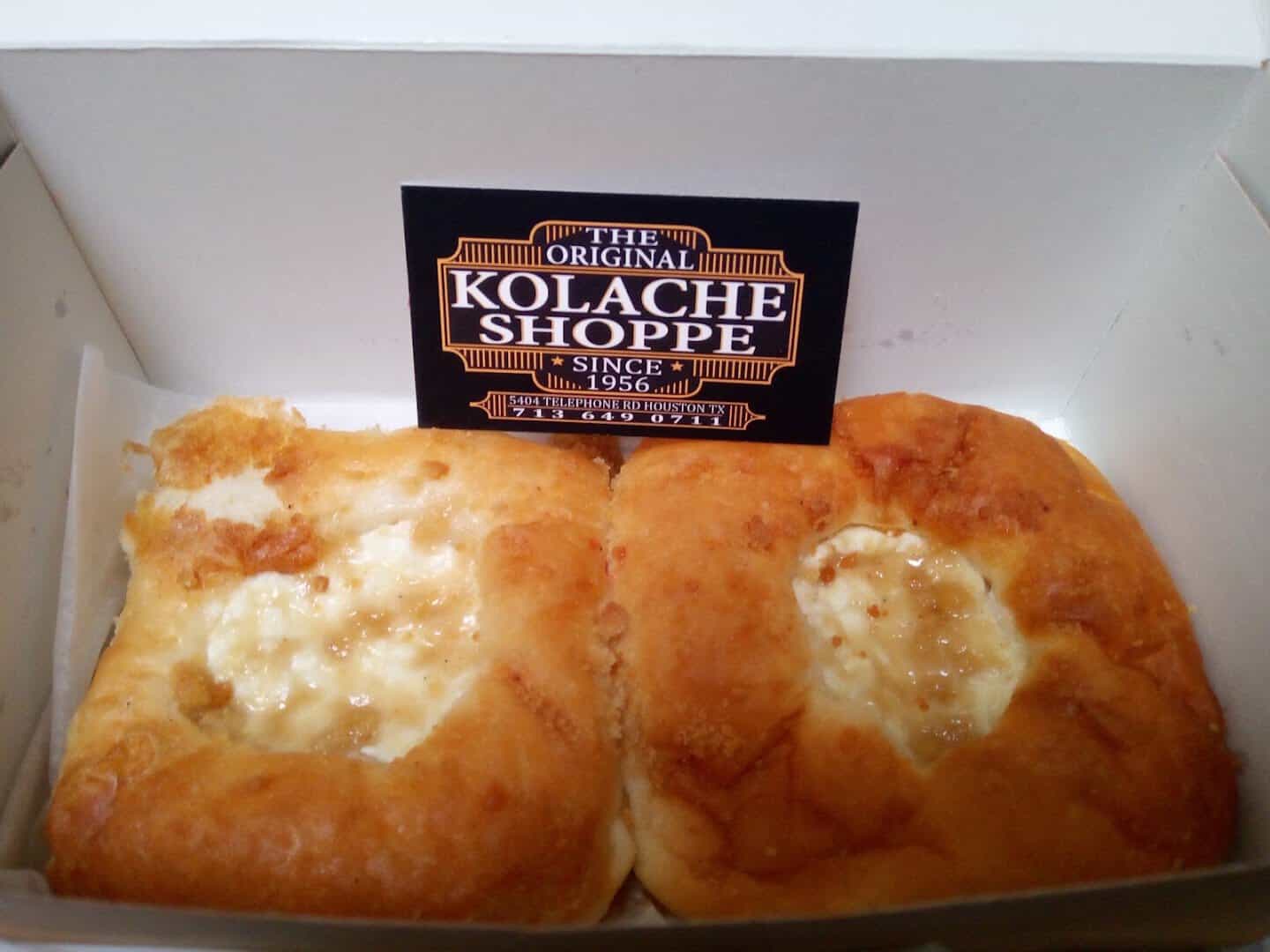 A box of fresh cream cheese kolaches at The Original Kolache Shoppe in Houston