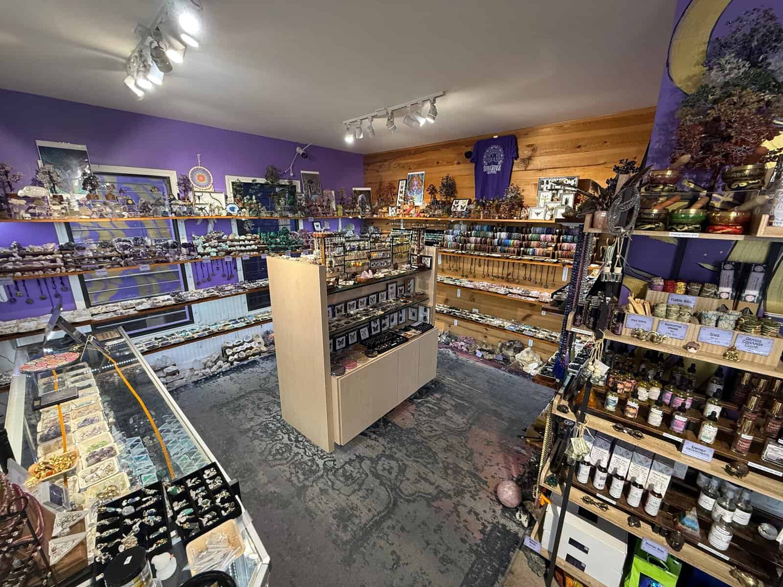 Interior of Shiny Things For Shiny People crystal shop in Austin, Texas
