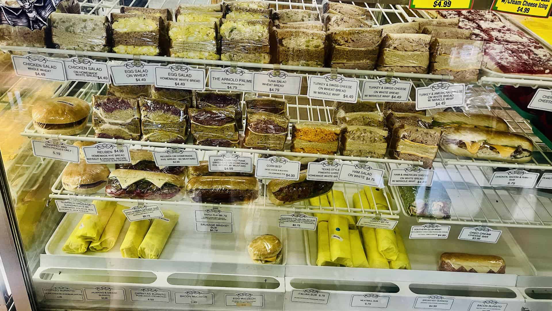 A case full of Czech pastries and desserts at the Little Czech Bakery in West, Texas
