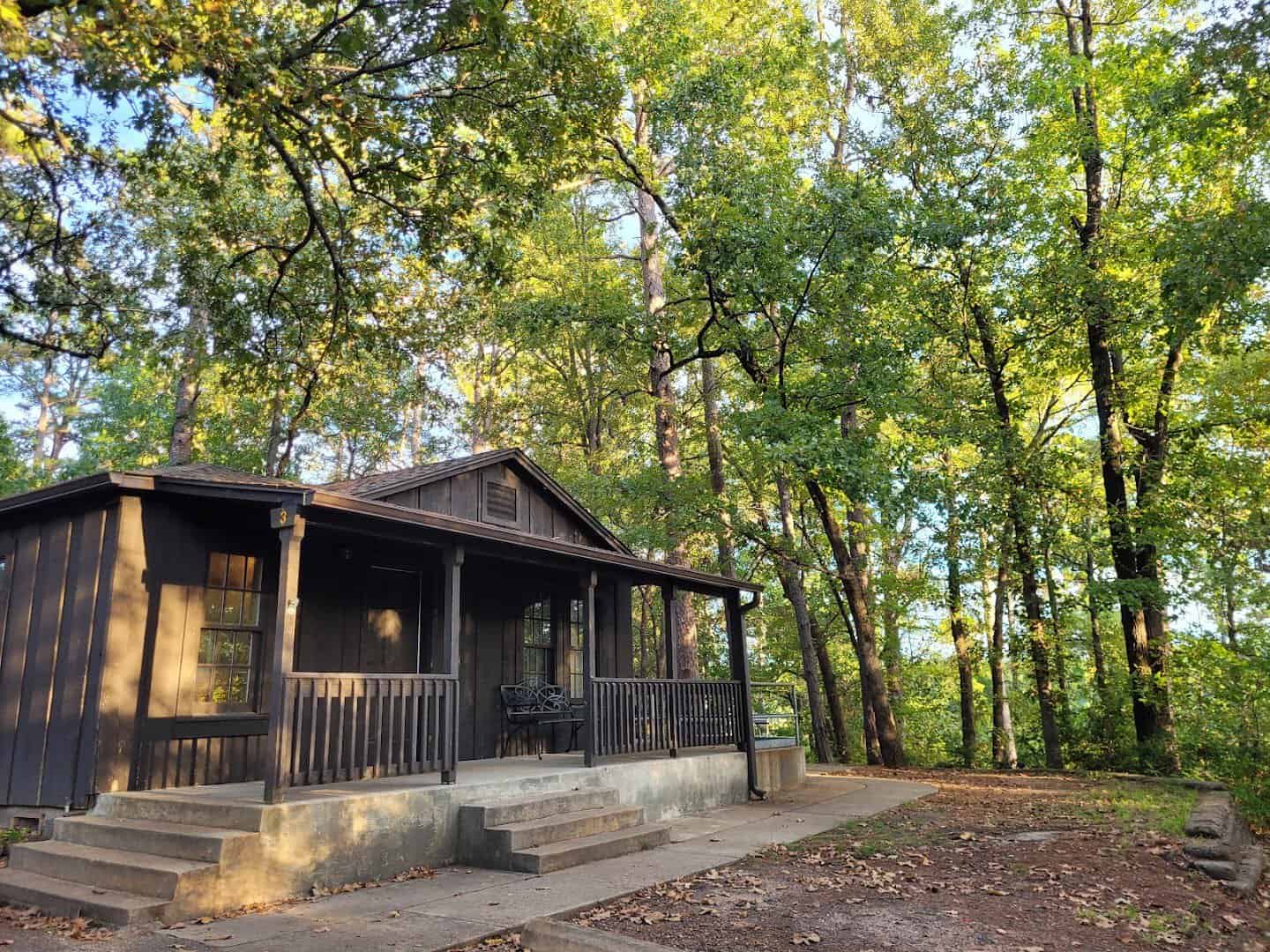 Historic cabin tucked in the pines at Daingerfield State Park, Texas