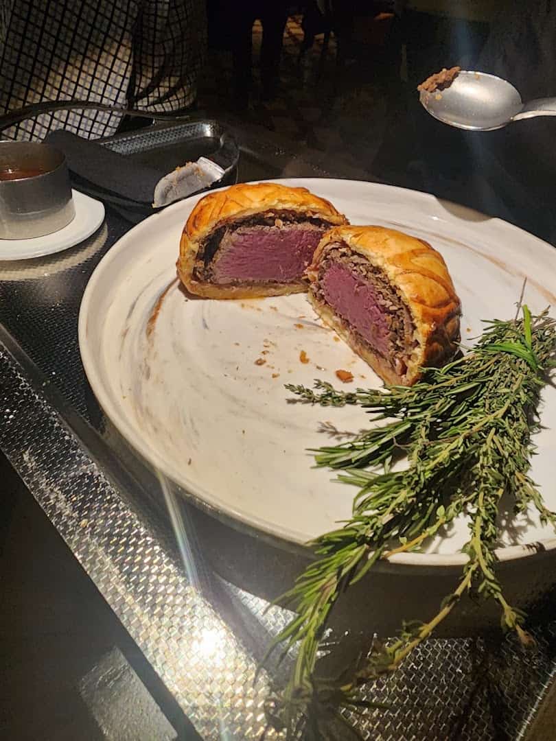 Sliced beef Wellington at Dakota's Steakhouse in Dallas