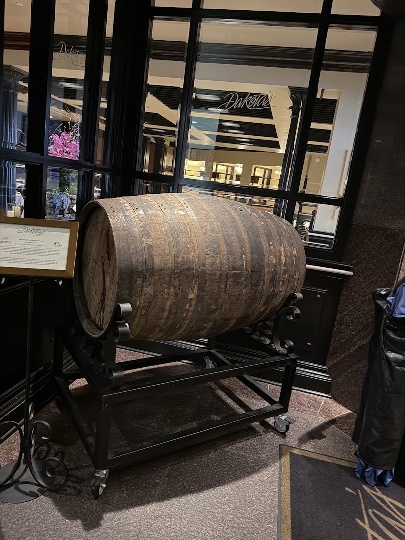 Bourbon barrel near the entrance at Dakota's Steakhouse in Dallas