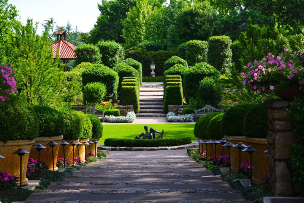 Formal topiary garden at the Dallas Arboretum in Dallas