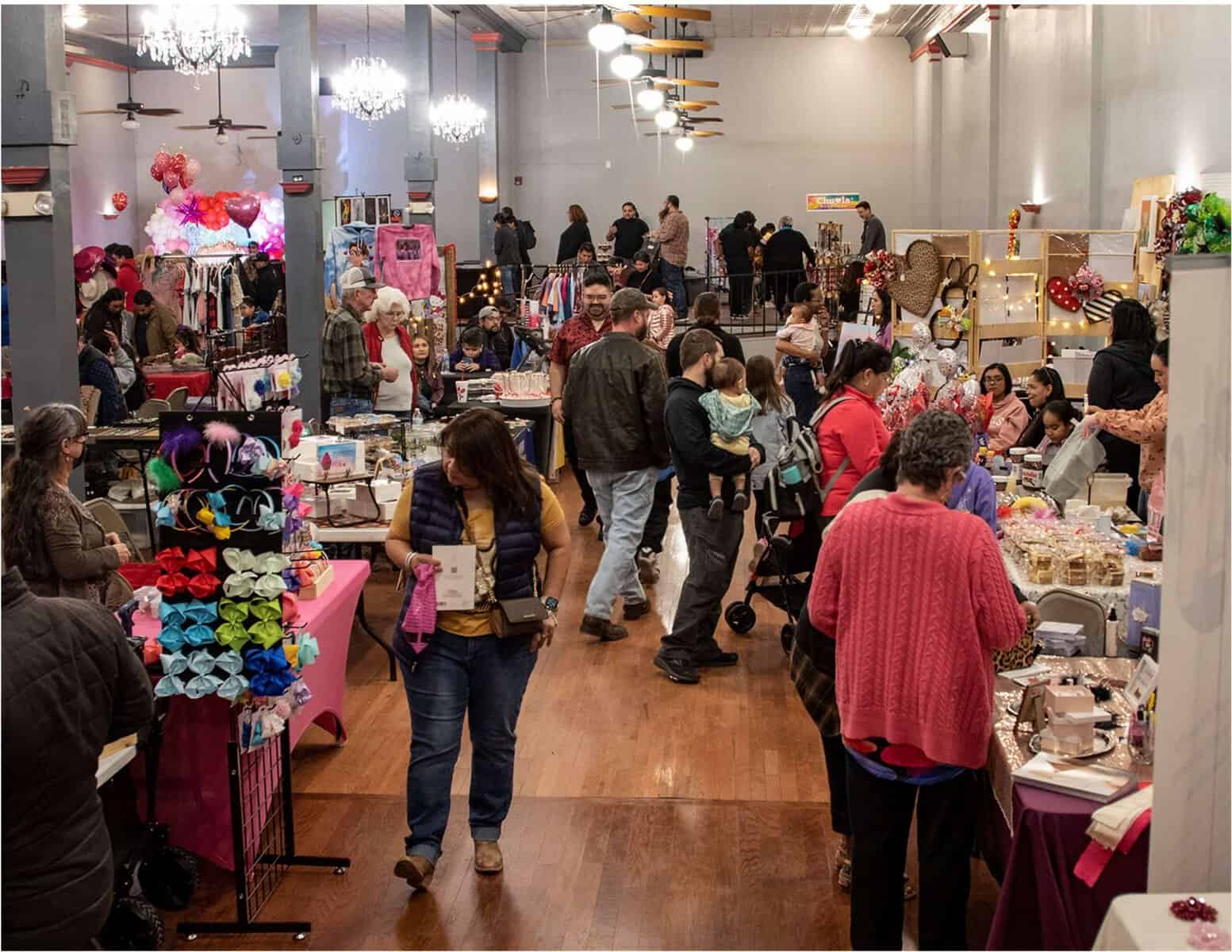 A lively community market gathering in Del Rio, Texas