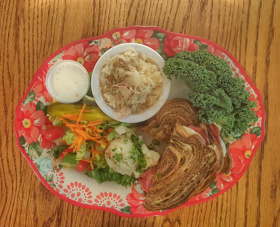 German sausage platter at Der Lindenbaum in Fredericksburg