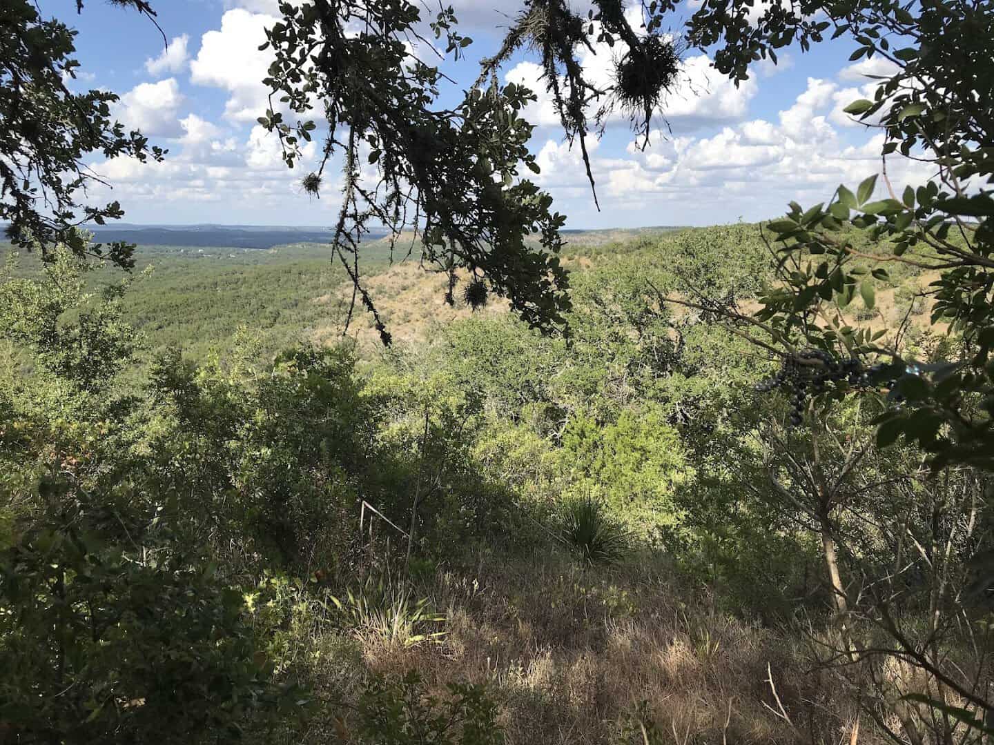Hill Country hills rolling out from the Devil's Backbone Scenic Overlook near Wimberley, Texas