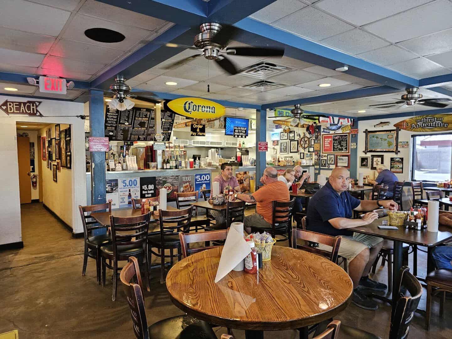 Casual dining room at Fish Shack in downtown Plano, Texas