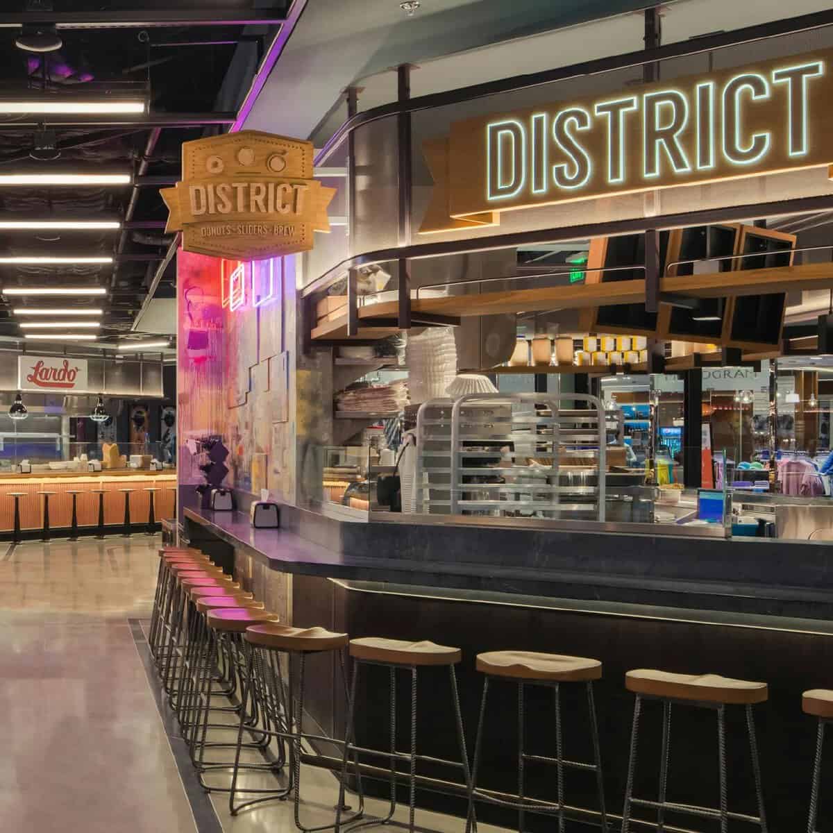 The branded counter at District Donuts in New Orleans, Louisiana