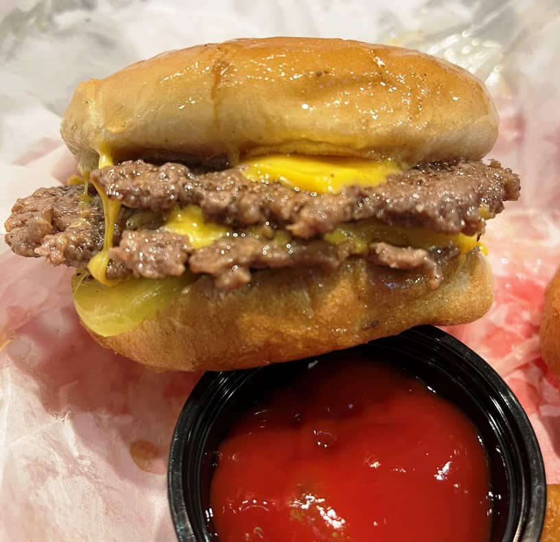 Deep-fried double cheeseburger at Dyer's Burgers in Memphis, Tennessee
