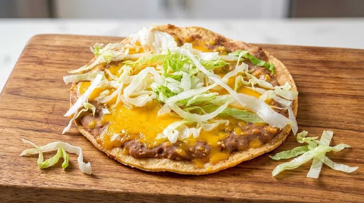 Breakfast tostada topped with egg at El Jacalito in Austin, Texas