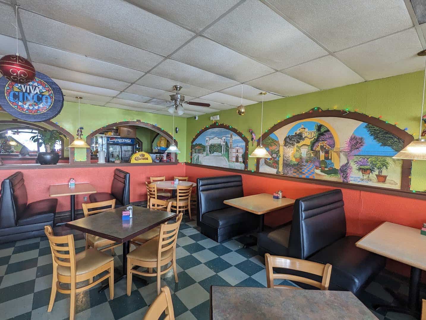 Interior dining tables at El Jacalito in Austin, Texas