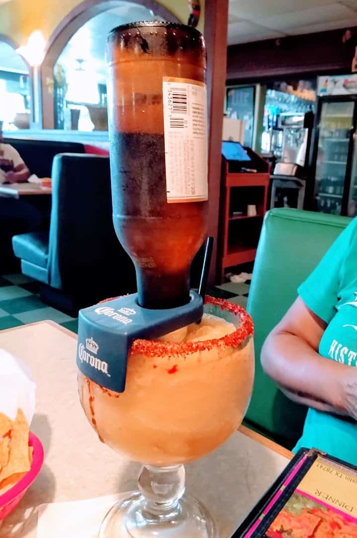 Margaritas served on the table at El Jacalito in Austin, Texas
