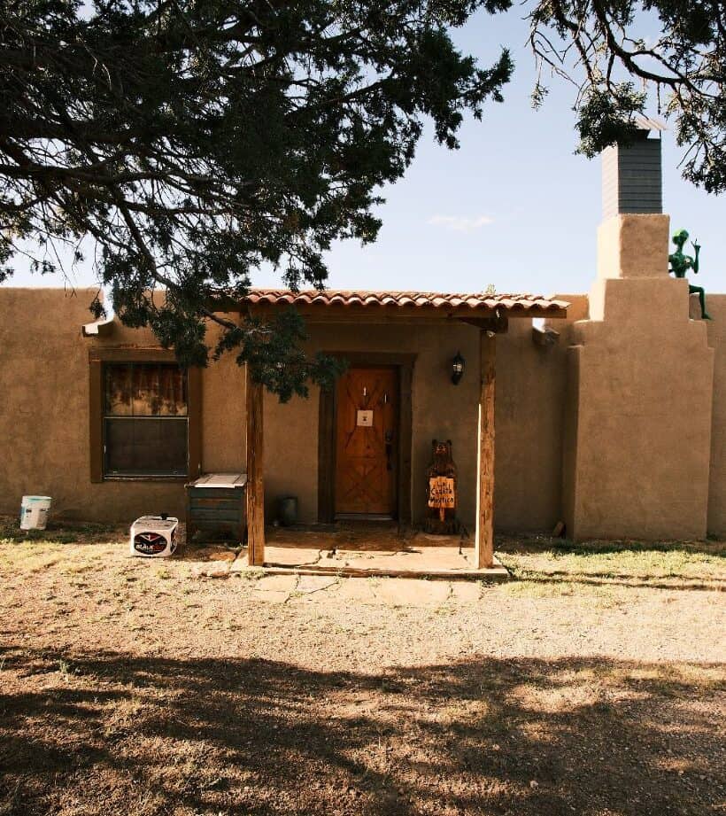Adobe casita in the high desert at El Mistico Ranch, Nogal, New Mexico