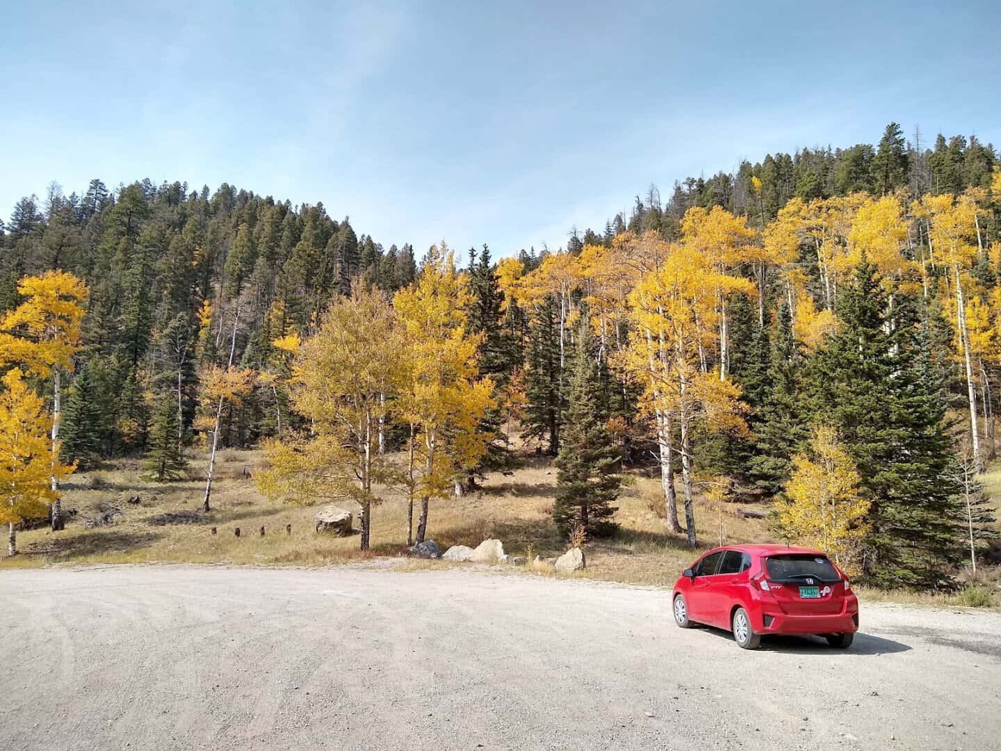 Golden autumn aspens along the Enchanted Circle Scenic Byway near Red River, New Mexico