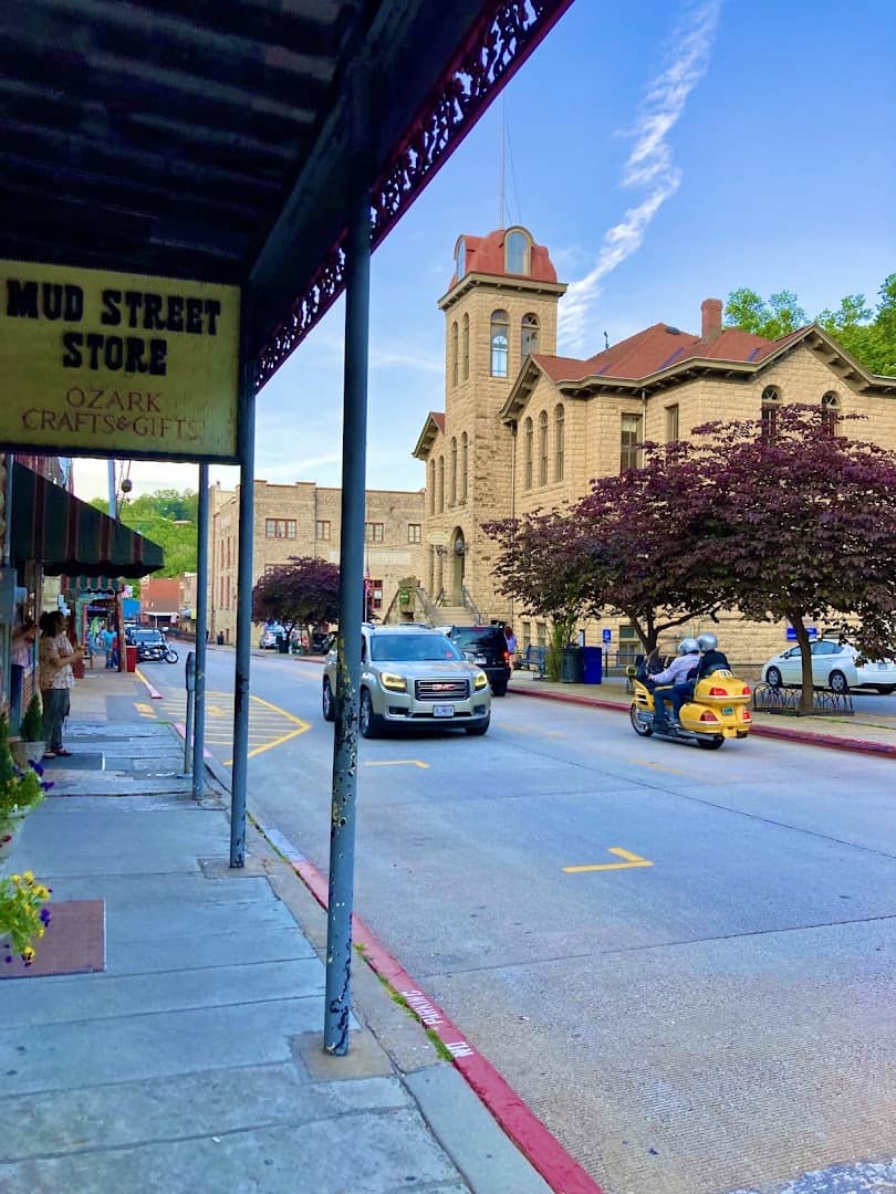 Historic shopfronts along Eureka Springs' downtown Main Street, Arkansas