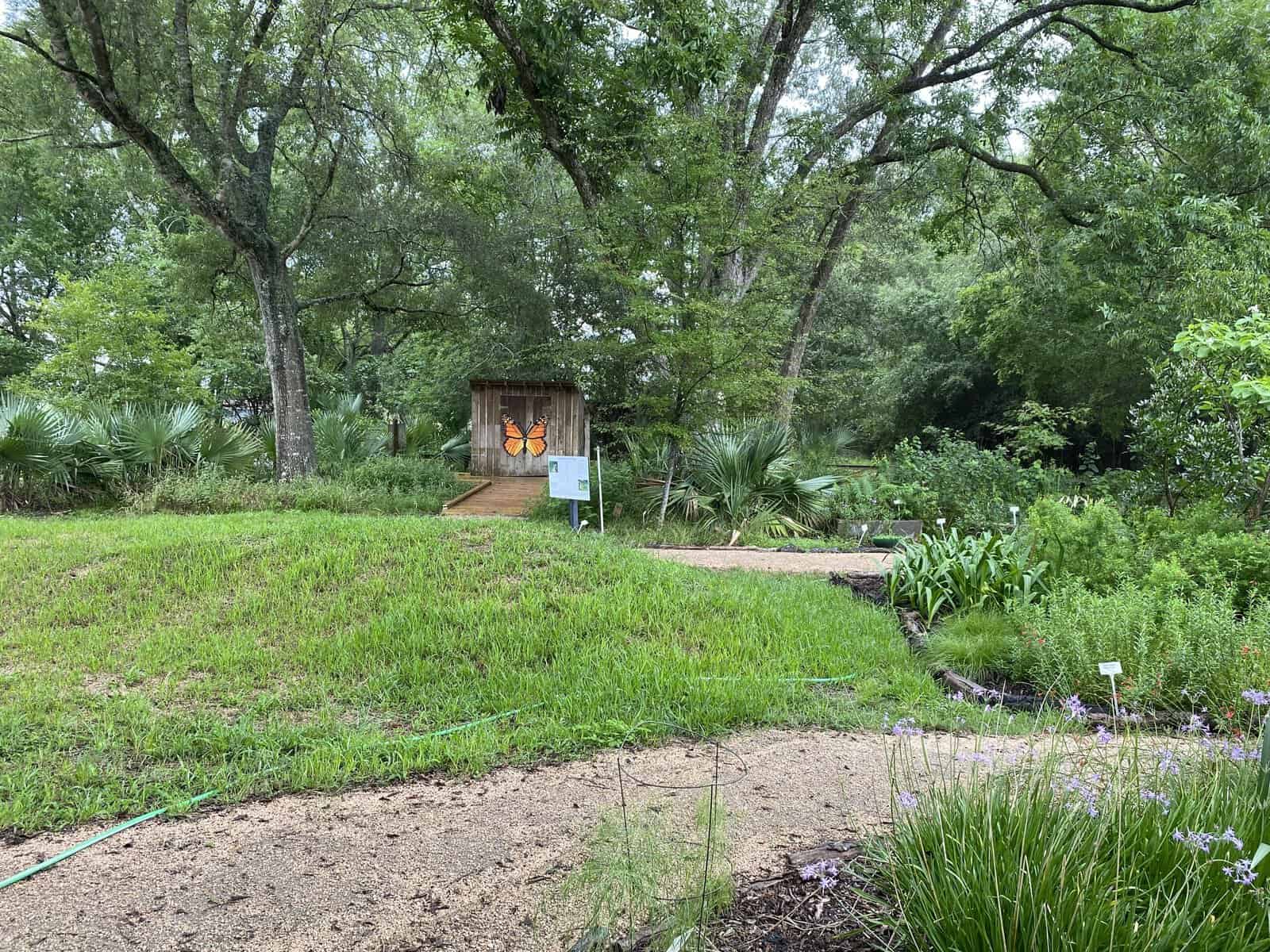 Vegetable and butterfly garden beside a small pond at the Martyn Farm, Armand Bayou Nature Center