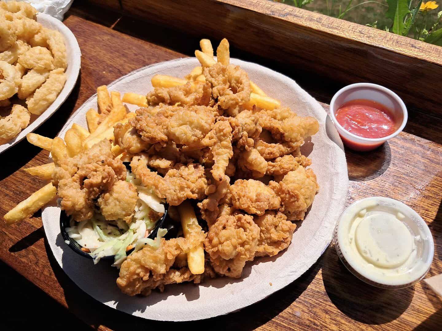 Fried clams and fries at Flo's Clam Shack in Middletown, Rhode Island