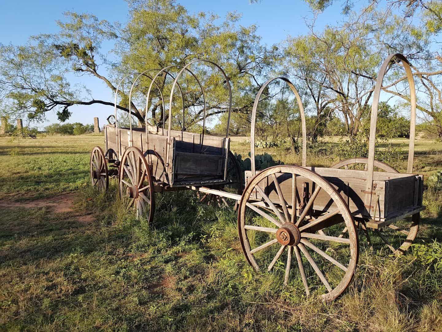 Covered wagon on the grounds of Fort Phantom Hill