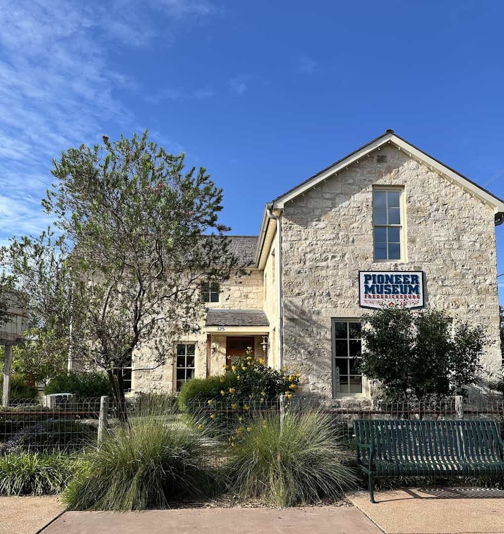 The limestone Pioneer Museum building in Fredericksburg, Texas