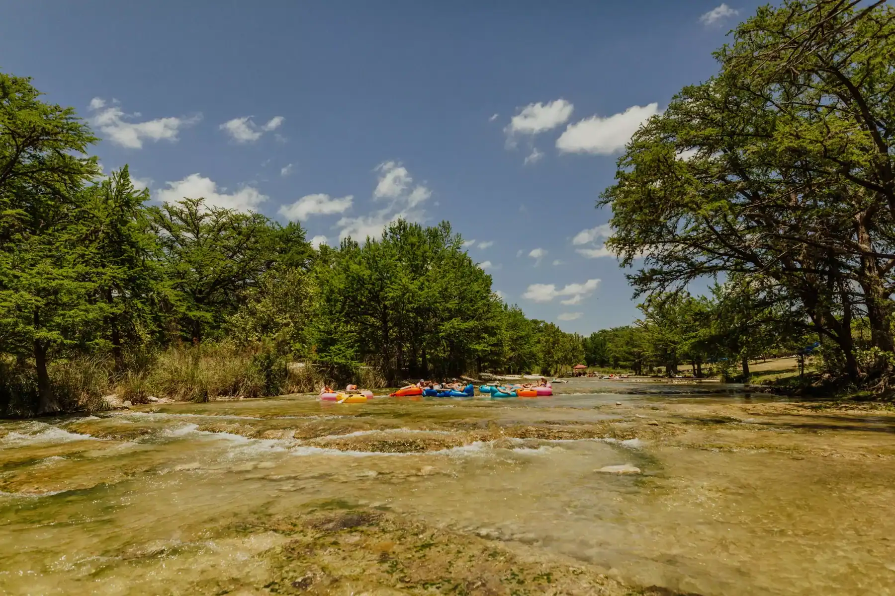 The Frio River flowing through the park near Concan, Texas