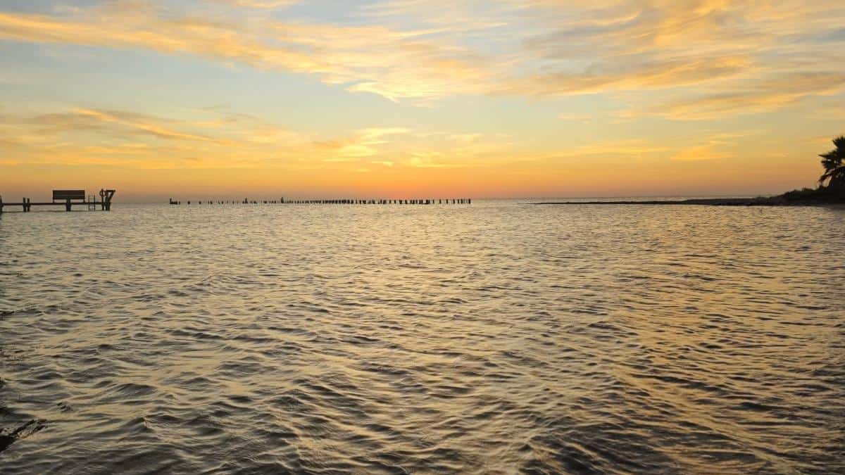 Sunset over Aransas Bay at Fulton, Texas