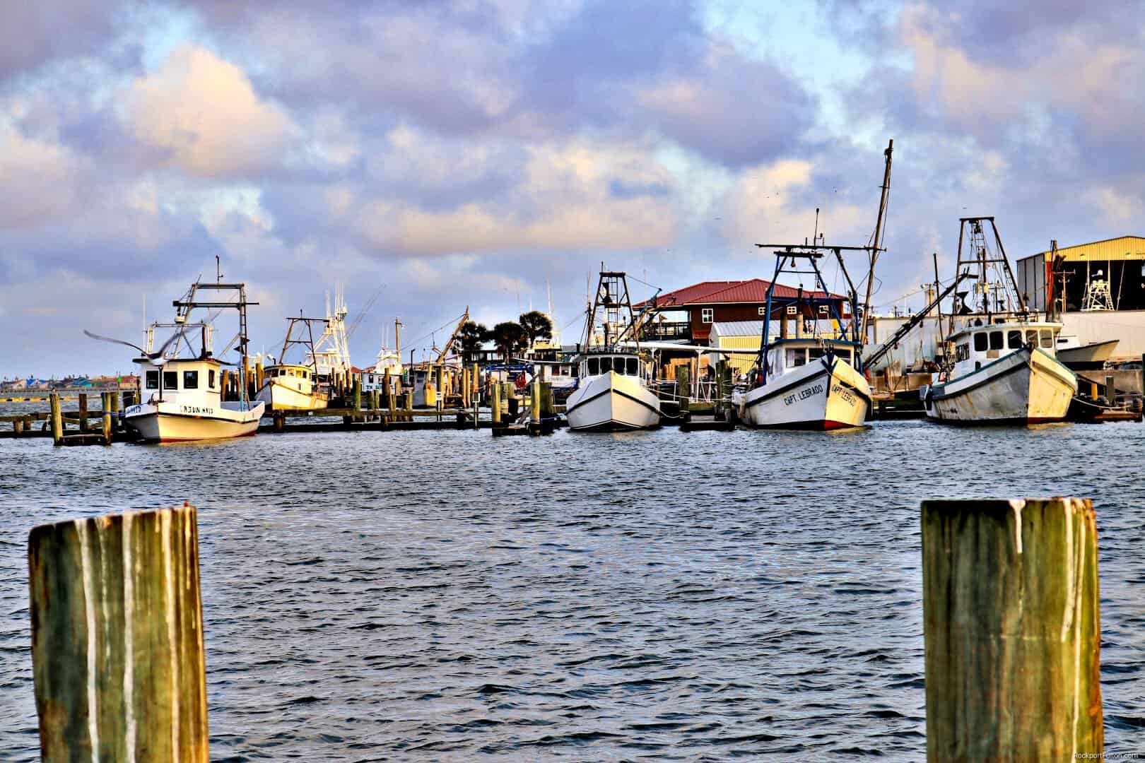 Shrimp boats docked at Fulton Harbor, Texas