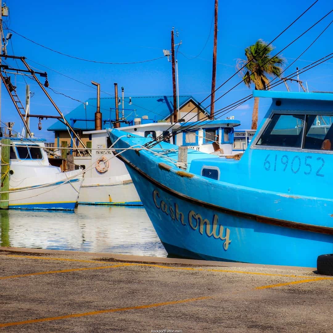 Working shrimp boat at Fulton Harbor, Texas