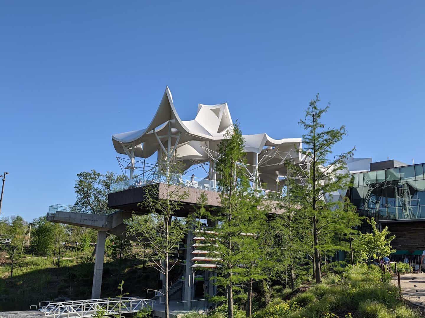 The Gathering Place riverfront park pavilion in Tulsa, Oklahoma