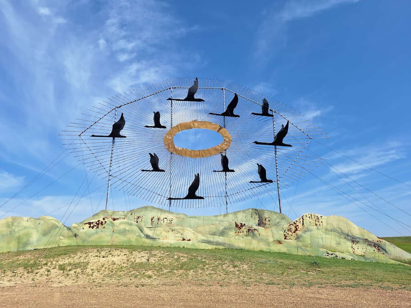 Geese in Flight scrap-metal sculpture on the Enchanted Highway near Regent, North Dakota