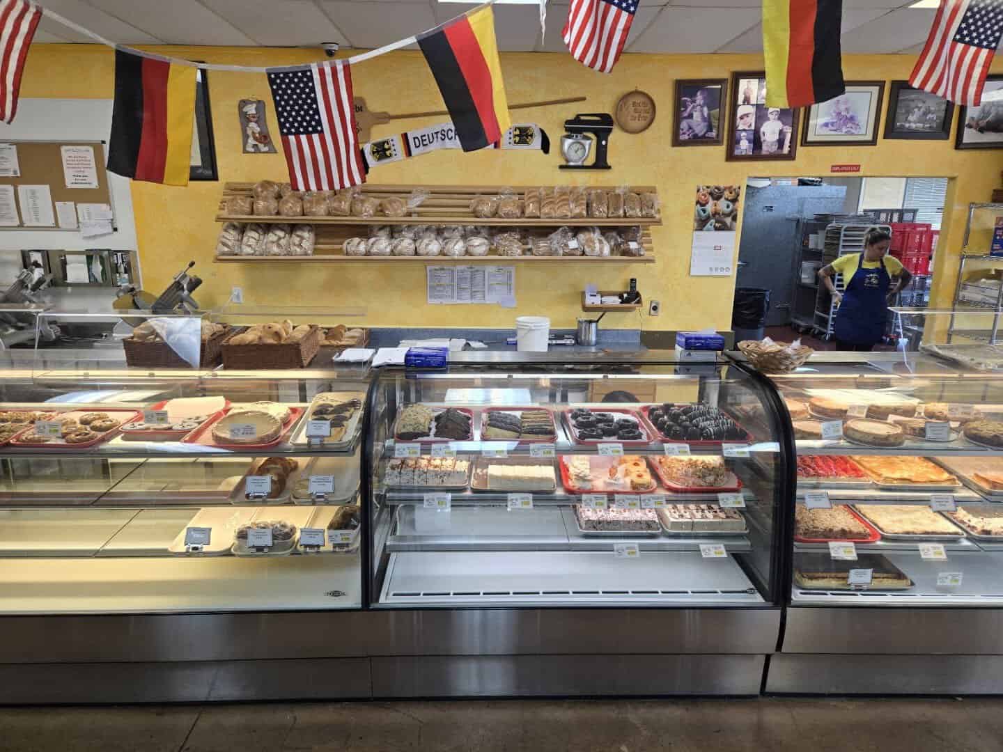 Bakery display case of German baked goods at Pfeifer's in Harker Heights, Texas