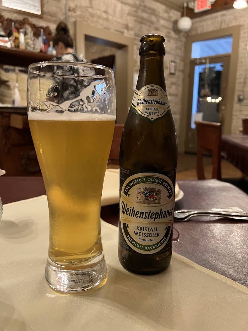 Tall glass of German beer at Alpine Haus in New Braunfels