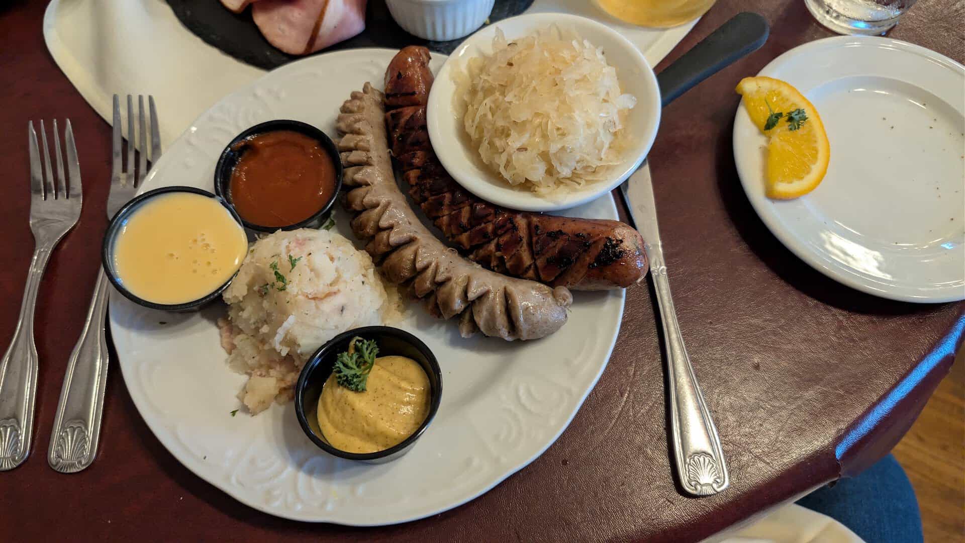 German sausage platter at Alpine Haus in New Braunfels