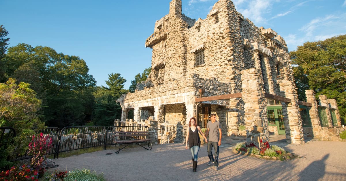 The fieldstone Gillette Castle above the Connecticut River in East Haddam