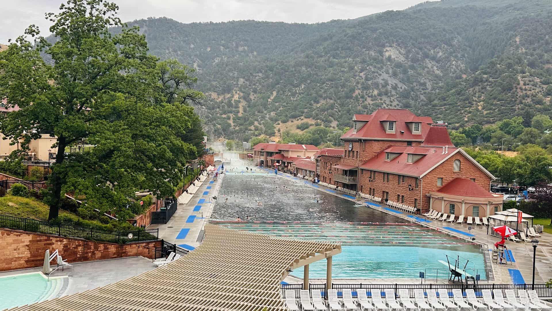 The world's largest hot springs pool at Glenwood Hot Springs Resort in Colorado