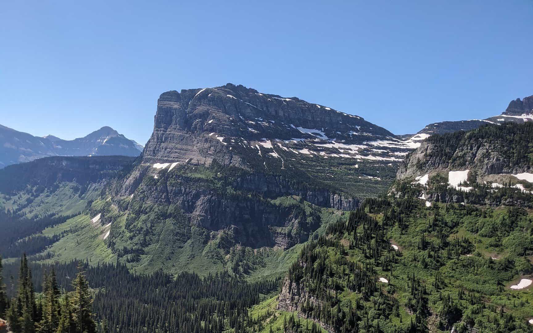 Mountain vista along Going-to-the-Sun Road at Logan Pass in Glacier National Park, Montana